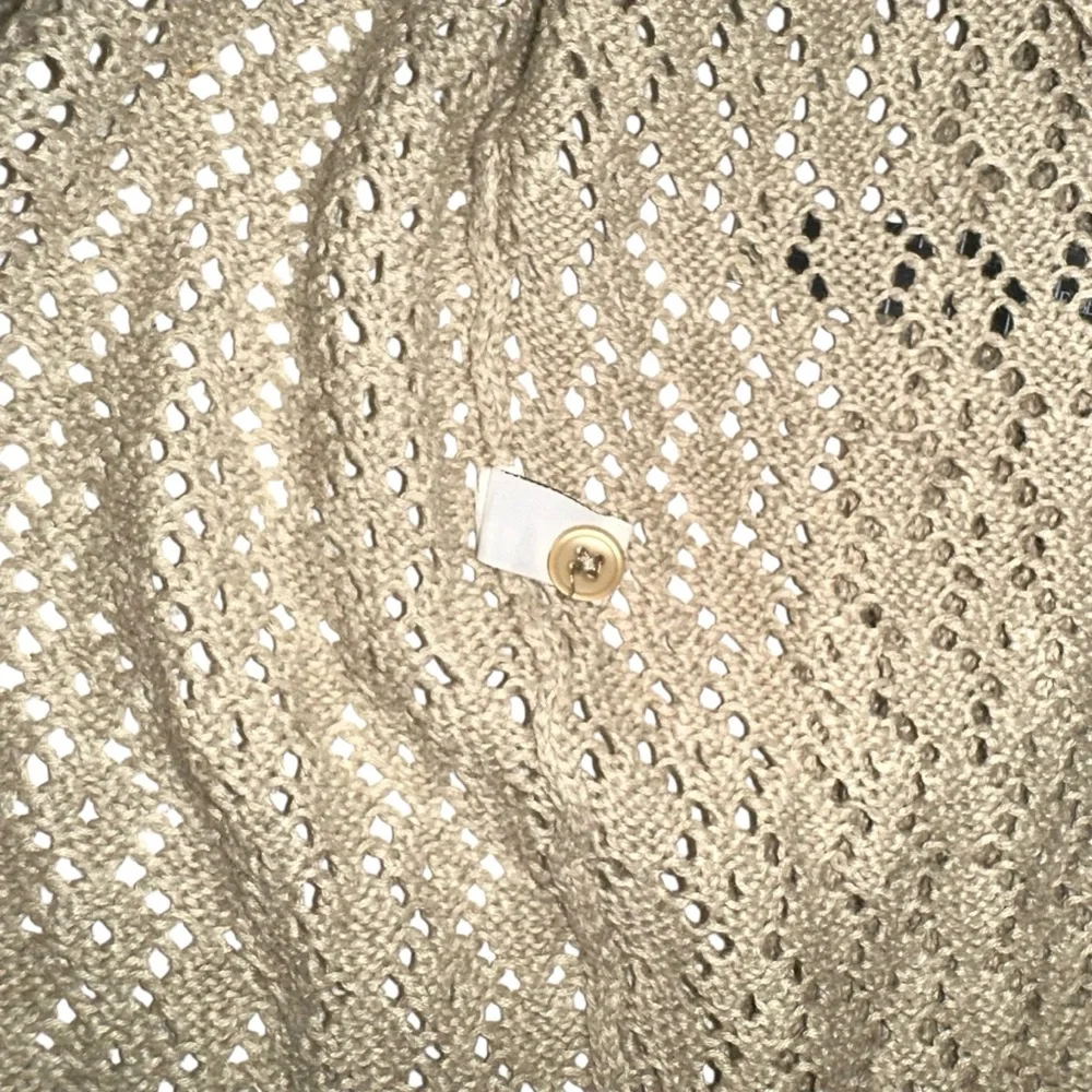 Abercrombie & Fitch Vintage Ramie Cotton Blend Knit Crochet Cardigan LARGE Y2K